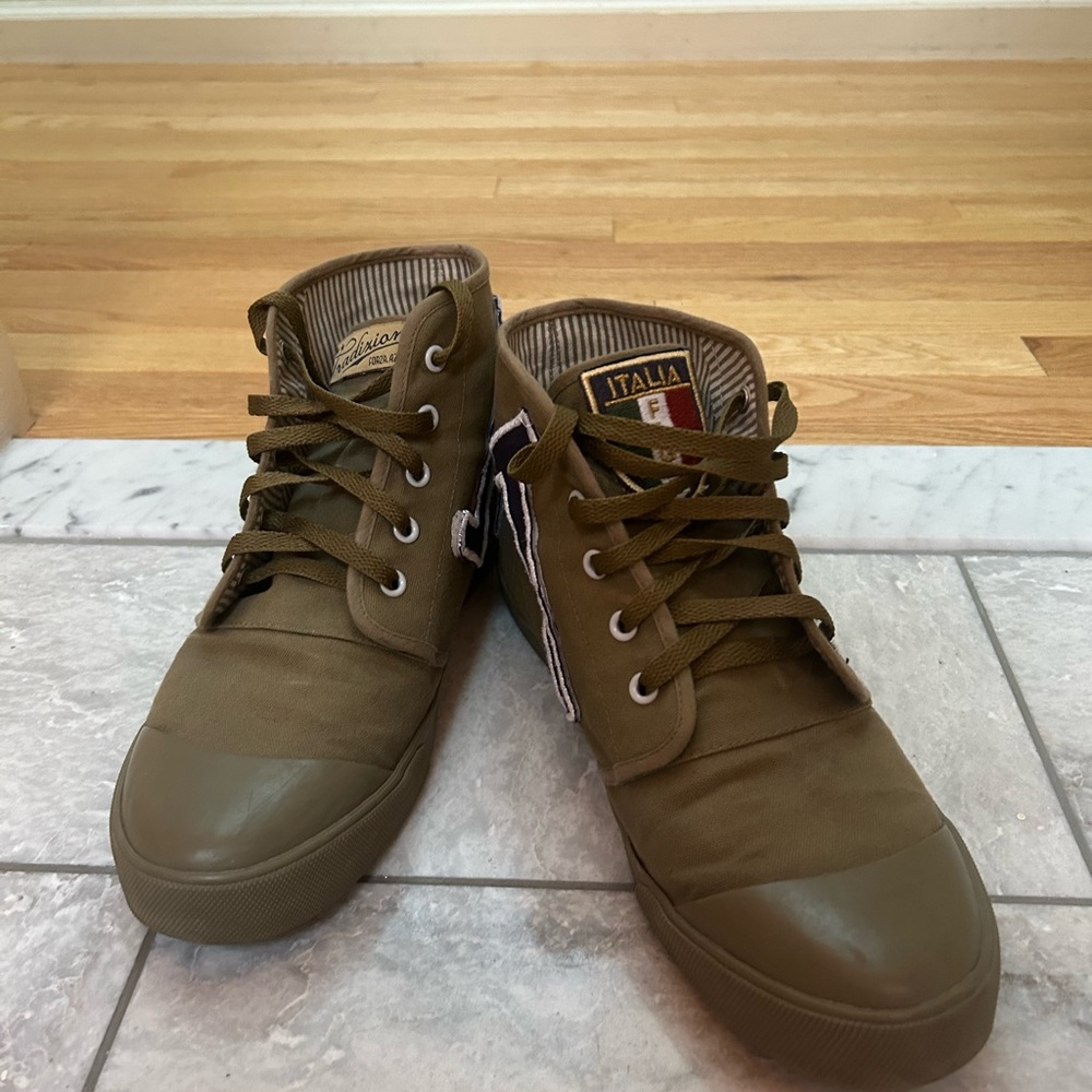 Olive Bangs Sneakers With Custom Patchwork - image 1